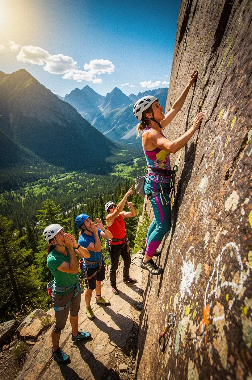 Hikers enjoying a well-marked trail with expansive views of rocky summits and alpine meadows.
